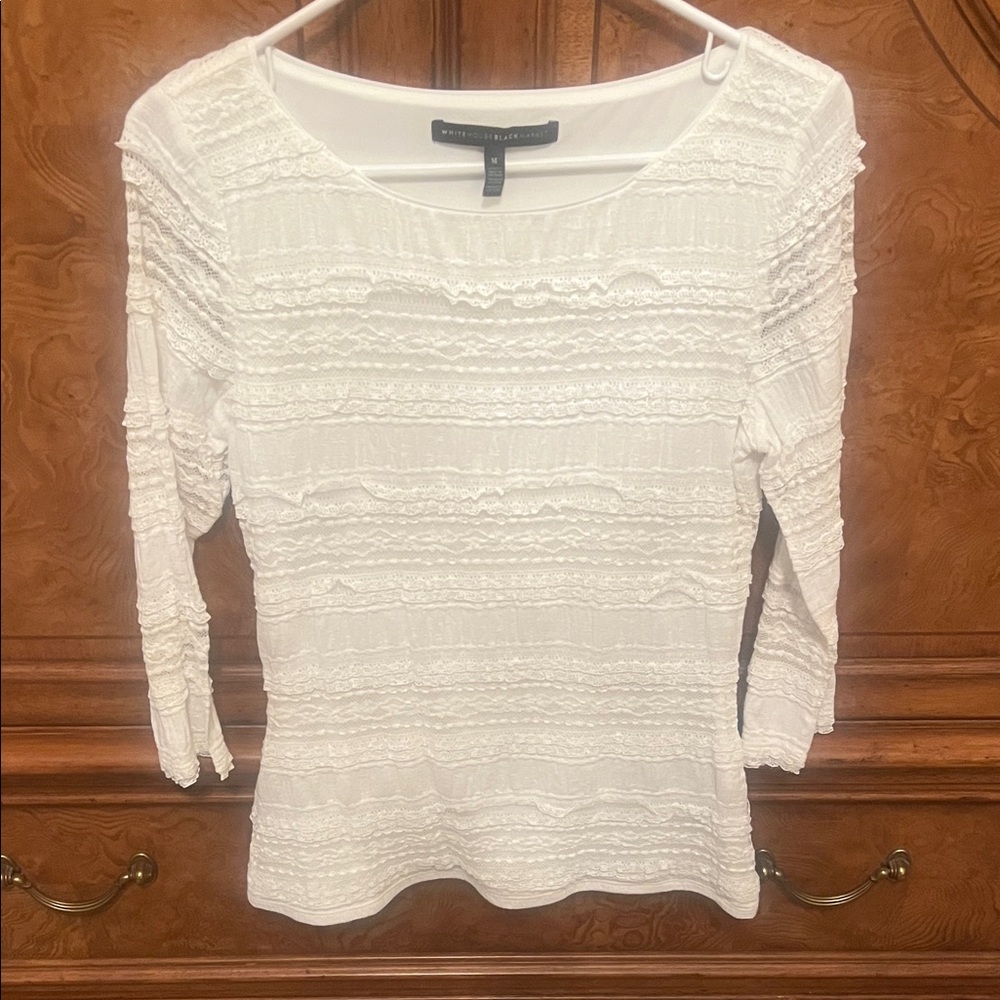 White House Black Market White Textured Blouse